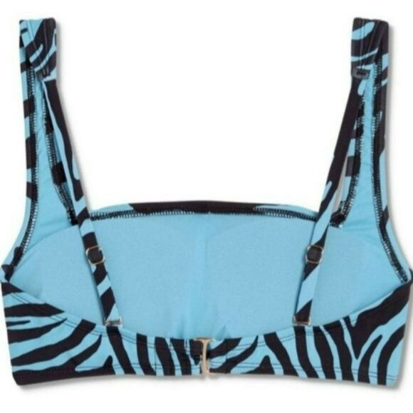 Shade And Shore Blue Black Zebra Print Swim Bikini Set Two Piece Size M - Picture 10 of 13
